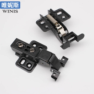 Winis Furniture <b>Hinge</b> <b>Spring</b> <b>Hinge</b> Soft Closing Half Surface Electrophoresis Black Cold Rolled Steel A707-709 - Product Image 1