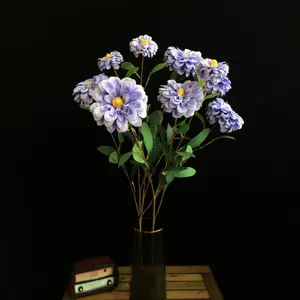 T-JZJ Artificial Marigold Silk Flower 3 Head Calendula officinalis for Home Shop Party Wedding Decor