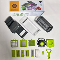 12-in-1 multifunctionele mandoline snijmachine, groentesnijder, handmatige voedselhakker en rasp met verwisselbare messen voor de keuken