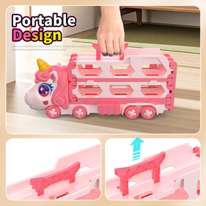 <span class=keywords><strong>Juguete</strong></span> <span class=keywords><strong>de</strong></span> Fricción Unisex <span class=keywords><strong>de</strong></span> Princesa Rosa, Caballo Unicornio, Vehículo <span class=keywords><strong>de</strong></span> Plástico Plegable Transformable, Camión <span class=keywords><strong>de</strong></span> <span class=keywords><strong>Juguete</strong></span> para Niños - Product Image 5