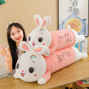 Peluche Coniglio Arcobaleno Sdraiato, Bambola Coniglio Dormiente per Bambine, Pupazzo di Pezza, Cuscino Abbraccio, Cotone PP Super Morbido, Regalo di Compleanno - Product Image 3