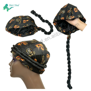 Bonnets d'enveloppe de tête doublés de satin torsadé imprimé de logo personnalisé casquette Durags <span class=keywords><strong>dreadlocks</strong></span> chapeau turban doublé de satin <span class=keywords><strong>pour</strong></span> hommes - Product Image 2