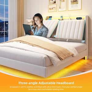 Nữ Hoàng nền tảng khung giường, hiện đại giữa thế kỷ nền tảng bedframe với rắn gỗ chân - Product Image 4