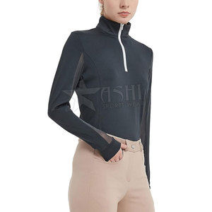 2024 Trendy Design Women Half Zipper Horse Riding Shirts Breathable Female <b>Base</b> <b>Layers</b> <b>Long</b> <b>Sleeve</b> Equestrian Clothing Ladies - Product Image 3