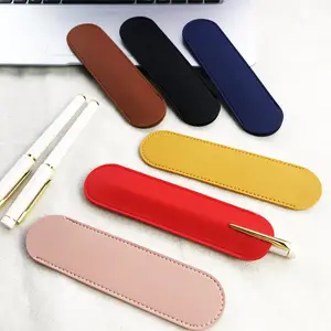 2023 New Custom Logo Office Portable Pencil Storage Bag PU Leather Scratch Resistant Pen Case