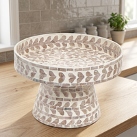 Support à gâteau en nacre et bambou pour table de desserts du Ramadan et de l'Aïd, fait main, non toxique, écologique, artisanat en coquillages du Vietnam