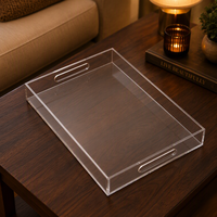 Plateau de service en acrylique transparent sur mesure, qualité commerciale, plateau en Lucite pour restaurant, hôtel, bar à domicile