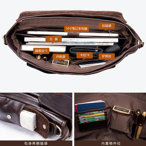 Sac à bandoulière en cuir de vache véritable Andong, grande capacité, sacs à main de luxe, sacoche pour ordinateur portable 14 pouces, sac de voyage, sac d'affaires - Product Image 5