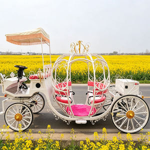 Chariot de mariage de haute qualité et abordable, style citrouille, chariot de mariée blanc avec roues, chariot citrouille - Product Image 1
