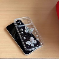 Coque de téléphone transparente Aurora Glitter Butterfly pour iPhone 17 Air 16 14 15 Pro Plus 18 13 12 11 Pro Max XR XS MAX