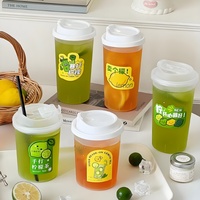Gobelets en plastique PP jetables personnalisés de 90 mm à paroi simple de 500 ml pour café et thé, avec impression personnalisée en relief