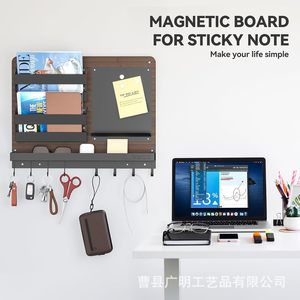 Clesoo Mail Organizer Wall Mounted Key Rack 3 Tier <b>Shelf</b> Entryway Storage With Magnetic Board And <b>Hooks</b> For Home Use - Product Image 2