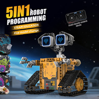 Juego de Bloques de Construcción de Robots 5 en 1, Rompecabezas para Niños, Juguete de Bloques de Construcción, Pantalla Digital, Robot Wall-e de Cinco Transformaciones