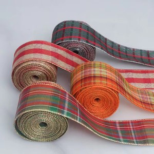 Pita Imitasi Linen Berlapis Emas Cantik dengan Tali Skotlandia Lebar 6CM untuk Dekorasi Pakaian - Product Image 3