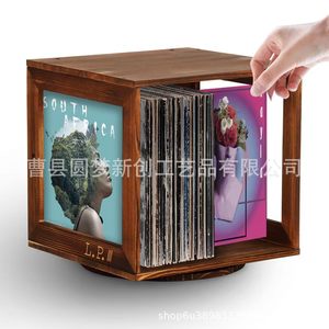 Cross-border wooden vinyl <b>record</b> rack, home book, picture book, and magazine rack, wooden CD desktop display <b>stand</b> - Product Image 2