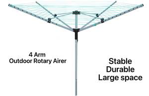 Stendibiancheria Girevole a Forma di Ombrello in Metallo Pieghevole a 4 Bracci, Salvaspazio per Esterni, con Singolo Livello - Product Image 4