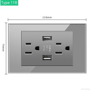 Enchufe de pared con lámpara y carga rápida USB tipo 118 americano/australiano, interruptor eléctrico de pared con cable gris, USB tipo C - Product Image 5