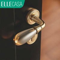 Serrure de porte ELLECASA Aosta Ultra3.0 Series, style cristal français, type 1, alliage de zinc, moderne, minimaliste, silencieuse, avec loquet magnétique et clé
