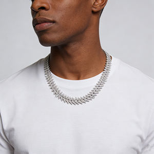 Pulseras Europeas Más Vendidas de 14mm, Collares de Cobre con Diamantes Completos Estilo Hip-Hop, Joyería Masculina al por Mayor, Símbolo Urbano - Product Image 5