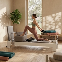 Máquina de Pilates Reformer Profesional de Grado Estudio, con Base de Madera de Roble Macizo con Acabado de Pintura Horneada, para Uso Comercial, Logotipo OEM, Color Roble Personalizado
