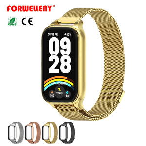 Mijobs Milanese cinturino sportivo per <span class=keywords><strong>Xiaomi</strong></span> Band 9 <span class=keywords><strong>Redmi</strong></span> Band <span class=keywords><strong>3</strong></span> attivo paraurti rosso in acciaio magnetico anello in metallo Smart Watch - Product Image 1