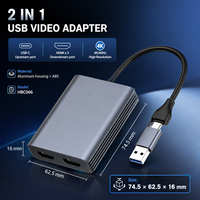 Adaptador DisplayLink USB C a HDMI Dual 4K 60Hz Tipo C USB a 2 en 1, Conversor de Video para Monitor Dual para MacBook Windows M1 M2 M3