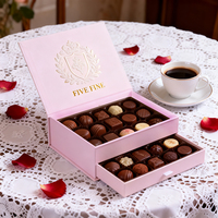 Boîte cadeau de Noël en papier rose personnalisée, emballage de chocolat brun, qualité alimentaire, boîte cadeau de chocolat pour la Saint-Valentin
