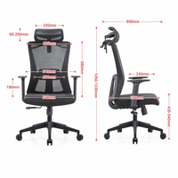 Chaise de bureau ergonomique en maille avec appui-tête réglable, soutien lombaire et dossier inclinable pour le bureau à domicile