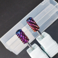 Fraise à ongles en céramique 3/32\" (6,0 mm) à coupe droite, grande taille, violette, professionnelle, portable, pour le retrait de gel acrylique, outil de manucure