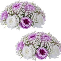 Fleurs artificielles de roses et gypsophiles pour allée de mariage, centre de table, décoration de plateau tournant d'hôtel et accessoires de décoration de bureau