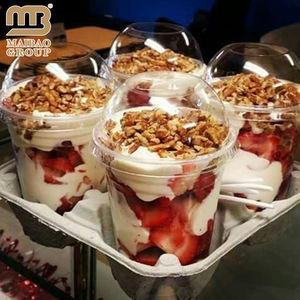 Gobelets en plastique <span class=keywords><strong>PP</strong></span> jetables en forme de U de 250ml 360ml pour thé au lait mini gobelets à emporter pour yaourt, pudding, dessert crème glacée avec couvercles - Product Image 4