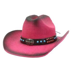 Sombrero Fedora de Paja N44 para Uso Diario, Viajes, Playa, Casual, Negocios, con Banda de Remache Turquesa - Product Image 6
