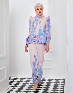 2024 Latest Fashion Muslim Clothing Baju Kurung Malaysia Embroidered Baju Kurung Abaya