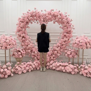 A04-200 a buon mercato 2m rosa rosa cuore arco Set di fiori decorazione festa di nozze arco fiore artificiale proposta di <span class=keywords><strong>sfondo</strong></span> - Product Image 2