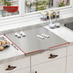 Práctica tabla de trabajo de acero inoxidable para cocina, diseño de borde curvo para protección de encimeras, para cortar masa y verduras - Product Image 6