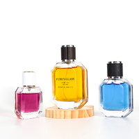 Bouteille de parfum arabe en verre bon marché personnalisée en gros 100 ml 50ml de luxe avec emballage en boîte