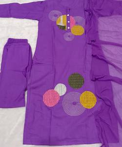 MOST PICKED COTTON BLEND EMBROIDERY WORK <b>TOP</b> BOTTOM DUPATTA FESTIVE WEAR WHOLESALE PRICE MULTI COLOR IN-STOCK QUICK DRY LADIES - Product Image 2