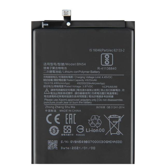 Replacement 5020mAh Li Ion Mobile Phone Battery for Xiaomi Redmi Note 9S Note 9 10X 4G NOTE 9 PRO-BN55 BN54 BN53 Products Stock