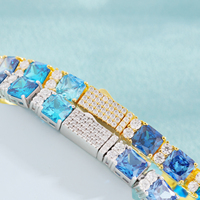Dropshipping Bracelet Tennis Moissanite VVS D avec Zircon Bleu Hip Hop en Argent Sterling 925 Brillant Charm Bijoux Fins