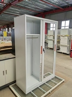 Armoire convertible autoportante en acier avec double porte coulissante verrouillable, miroir imprimé, pour chambre, salle de sport, design moderne et portable pour la maison
