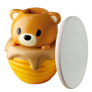 Simpatico Orsetto Cartone Animato con Vasetto di Miele, Tavolino Laterale in Resina Dipinta a Mano, Tavolino da Caffè Bianco per Cameretta Bambini, Soggiorno, Casa - Product Image 4