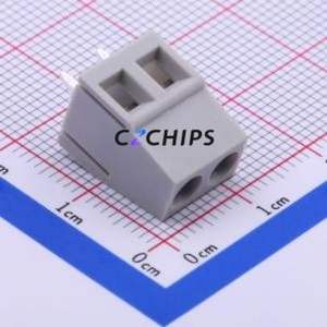 DB128V-5.0-2P-GY-S Screw Terminal Block Through hole Component (THT),P=5mm Connector 1x2P 5mm Gray Through Hole - Product Image 1