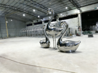 Sculpture d'art en acier inoxydable poli miroir, anti-corrosion, luxe, cygne/flamant rose, tailles personnalisables pour les hauts de gamme