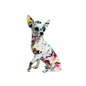 Figura Decorativa de Chihuahua de Arte Folclórico Colorido, Escultura de Resina Epoxi para Sala de Estar u Oficina, Artesanía de Alta Gama - Product Image 5