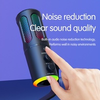 Microfono a Condensatore Elettrico Enping Cardioide da Tavolo con Luce RGB Atmosferica, Cablato per Computer, Giochi, Registrazioni Live, Cavo XLR per Karaoke