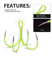 Hameçons triples premium avec revêtement UV, phosphorescents, à quatre points, haute résistance, antirouille, pour la pêche au jigging, accessoires de pêche en mer