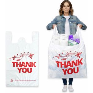 Bolsas de Plástico Extra Grandes YoYoRain para Camisetas, 20x10x36, Resistentes, Blancas, para Compras Comerciales - Product Image 1