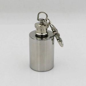 Stainless Steel Mini <b>Flask</b> 1 Oz Round Portable Travel <b>Bottle</b> With Lid Keychain Attachment - Product Image 5