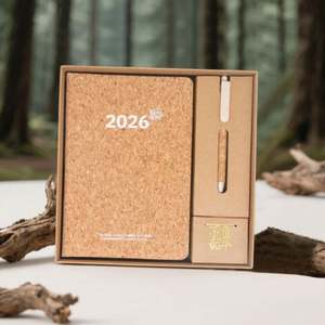 Eco-Friendly Custom Logo 2026 Planner Gift <b>Set</b> Bulk Wholesale Cork Coffee Grounds Hardcover <b>Notebook</b> Journal Agenda Father's Day - Product Image 6