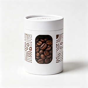Biodegradable Kraft Cylinder Box Diecut Window Thick Cardboard Tube Coffee Bean Packaging For Wholesale - Product Image 2
